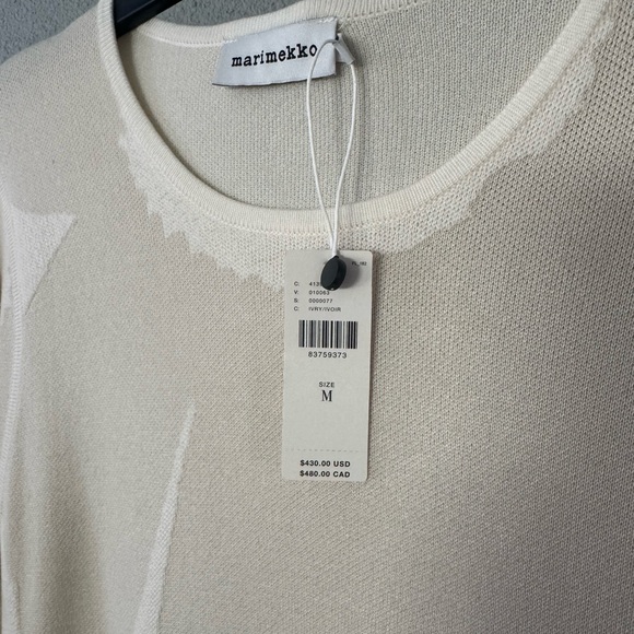 Marimekko Cream Floral Long Sleeve Sweater Dress size M NWT - Picture 2 of 4